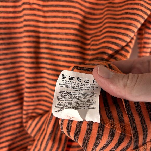 Nike Running Jacket Women's Small Orange Striped 1/4 Zip Dri Fit Long Sleeve - Picture 7 of 11